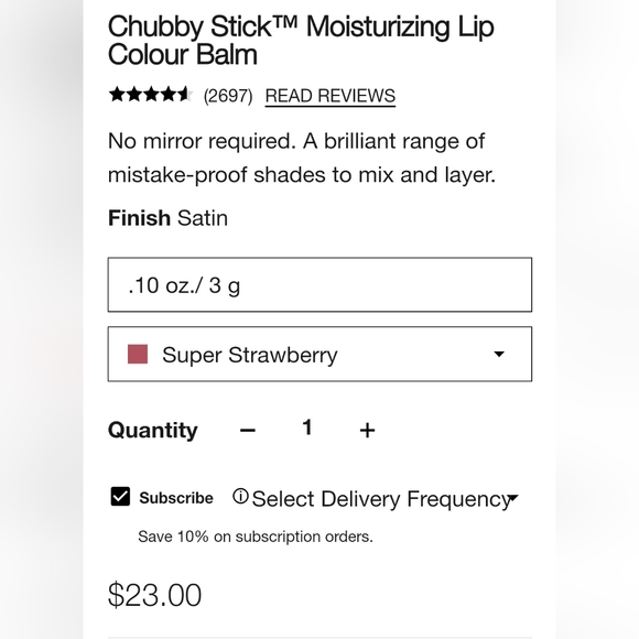 Clinique Chubby Stick Moisturizing Lip Colour Balm- Super Strawberry 🍓 - Picture 10 of 11